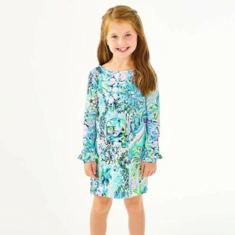 Lilly Pulitzer Girls UPF 50+ Mini Ruffled Sophie Dress Lillys House NWOT size XL